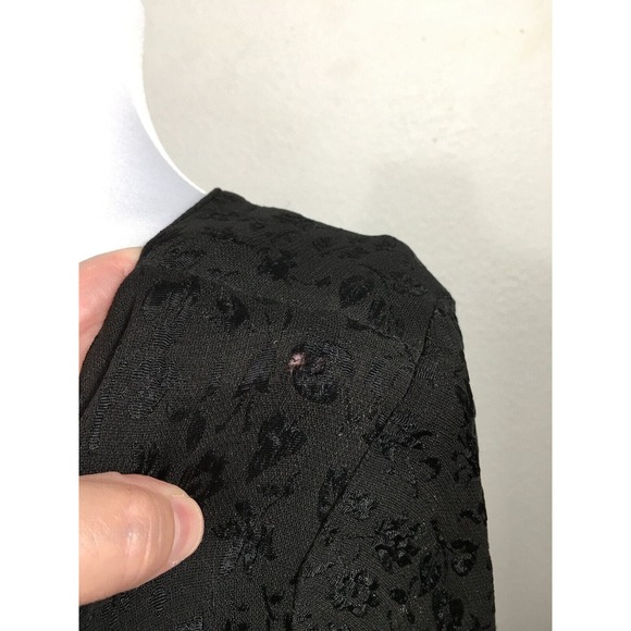 Vintage 50s Peg Palmer Dress Womens Large Black Cocktail Party Side Ties Floral - Picture 2 of 13